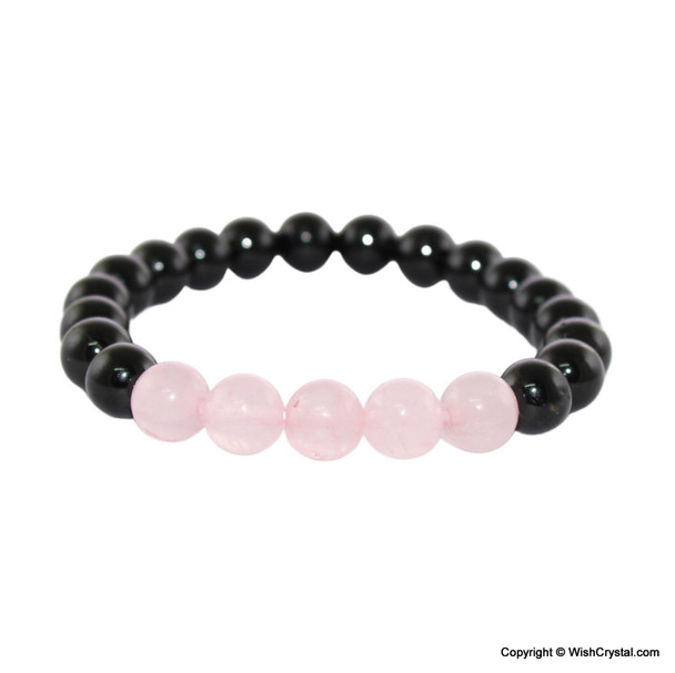Rose Quartz & Obsidian Beads Bracelets - 8 mm