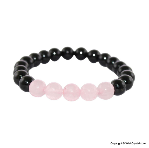 Rose Quartz & Obsidian Beads Bracelets - 8 mm Rose Quartz & Obsidian Beads Bracelets - 8 mm
