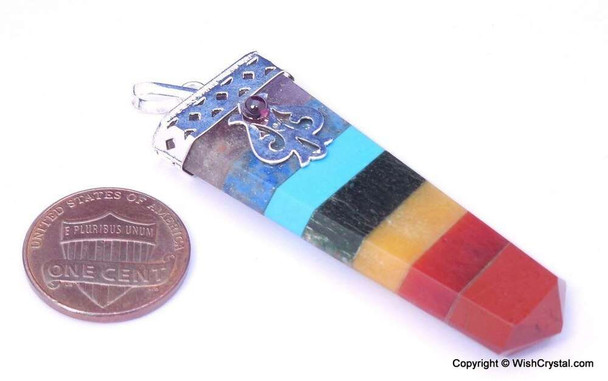 Chakra Stones Bonded Flat Pendant - Tibetan Craft