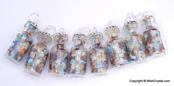 Chakra Stones Filled Bottle Pendant