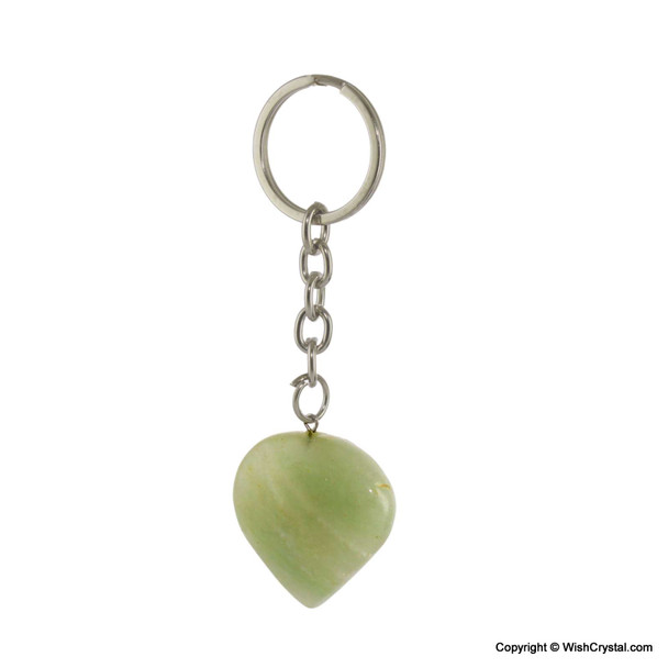 Jade Quartz Heart Key Chain - 1-inch