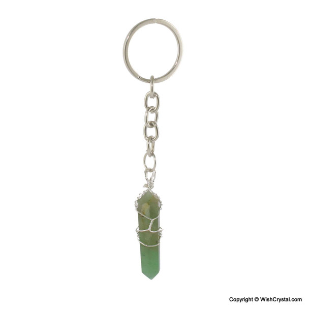 Jade Quartz DT wire wrap Key Chain - 1-inch