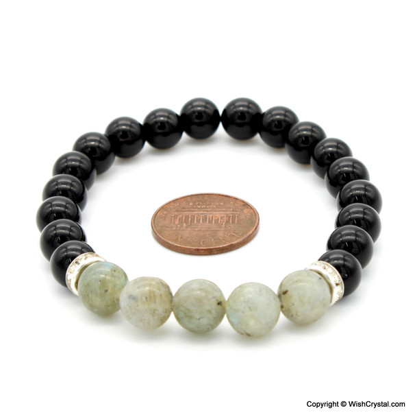 Labradorite & Black Obsidian Beads Bracelet - 8 mm