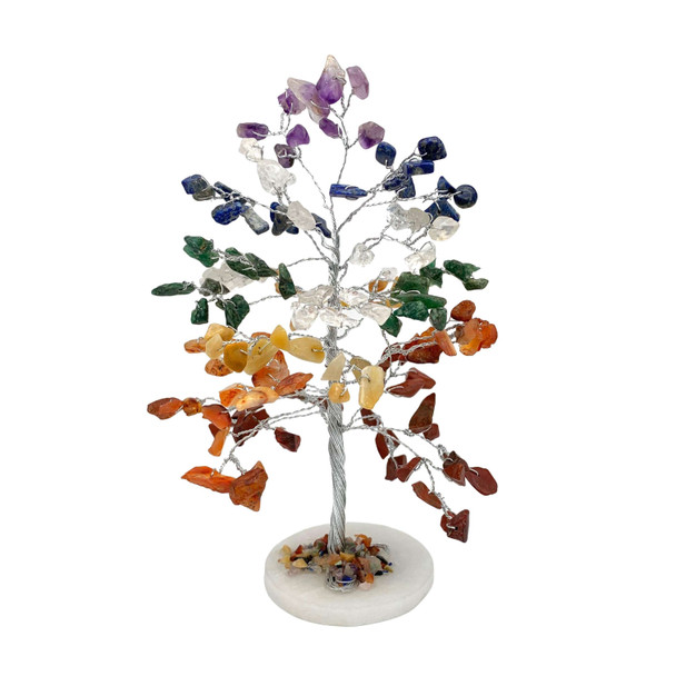 Chakra stone gemtree on white quartz - 7 inch
