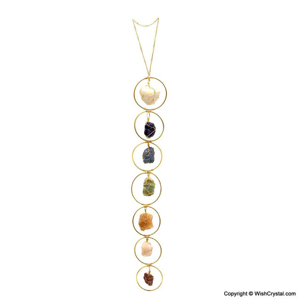 Raw Crystal 7 chakra walll hanger - 17 inch Raw Crystal 7 chakra walll hanger - 17 inch