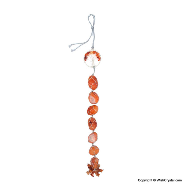 Carnelian Chakra Wall hanger with Silver Tree of life- 12 inch Carnelian Chakra Wall hanger with Silver Tree of life- 12 inch