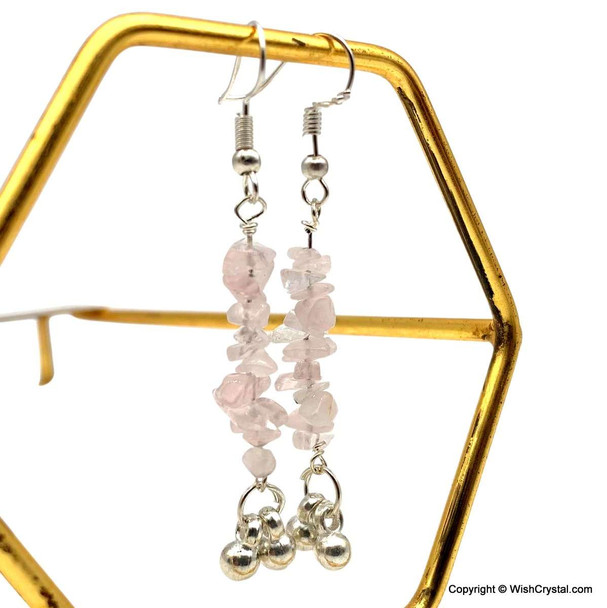 Rose Quartz chips earrings 2-inch