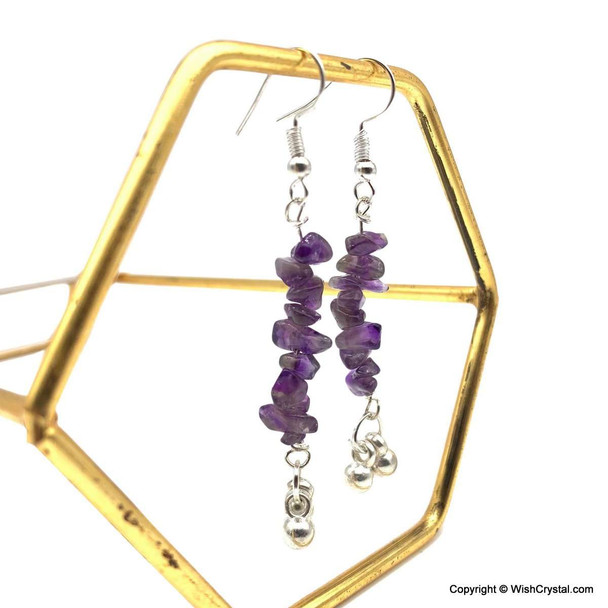 Amethyst chips earrings 2-inch