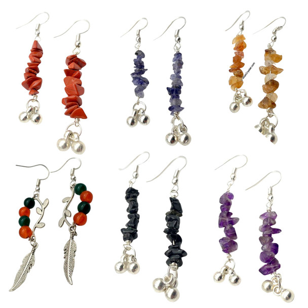 Bag of 10 Natural Crystal Chips Earrings