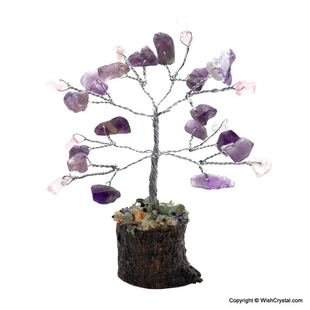 Amethyst & Rose Quartz gem tree - small size - 3 inch