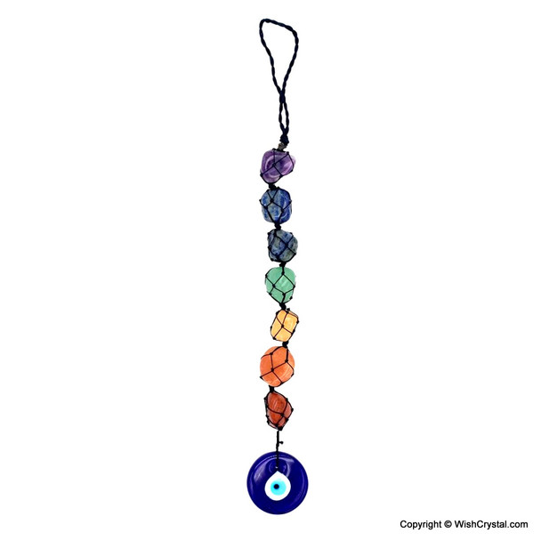 Chakra Stones Wall Hanger with Evil Eye