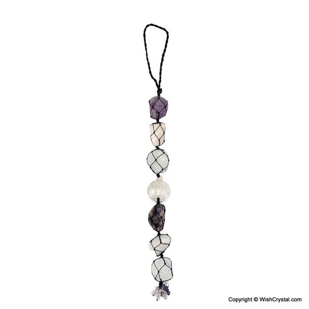Amethyst, Rose & Crystal Quartz Wall Hanger / Amulet - 12 inch Amethyst, Rose & Crystal Quartz Wall Hanger / Amulet - 12 inch