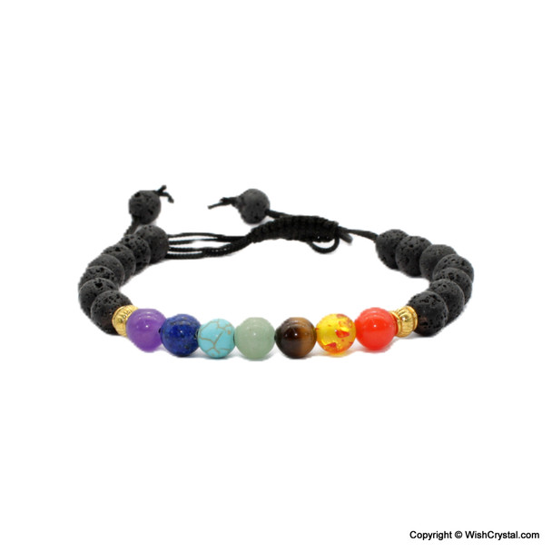 Chakra Stones & Lava Beads Bracelet