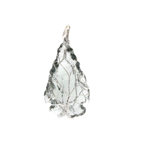 Sea Glass Quartz Arrowhead wire wrap pendant