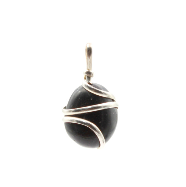 Black Agate Tumble Wire wrap pendant