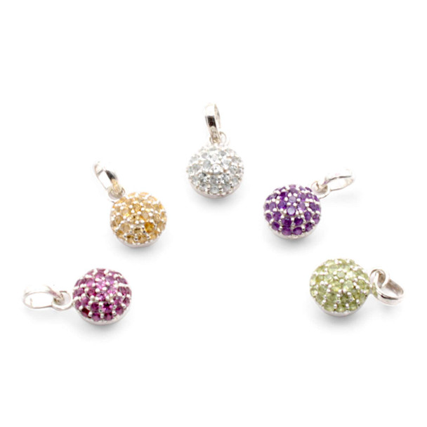 Dome Design Pave setting Sterling Silver pendant