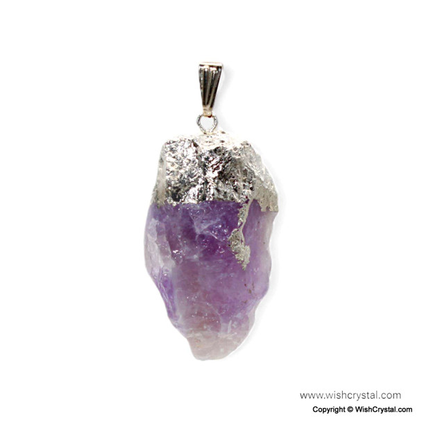 Amethyst Silver plated raw pendant
