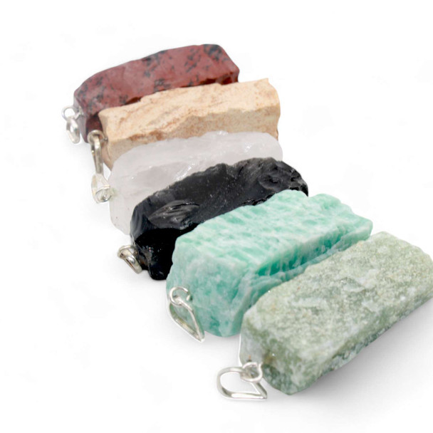 Bag of 10 Assorted crystal bar raw pendant - 1 inch