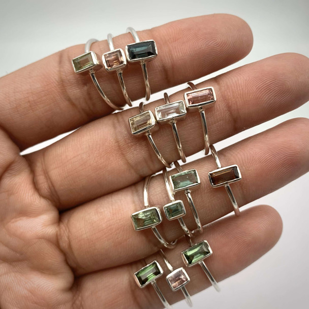 Lot of 10 Tourmaline Gemstone Sterling Silver Rings Lot of 10 Tourmaline Gemstone Sterling Silver Rings