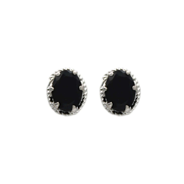 Black Onyx Simple sterling silver stud earrings with 7 prongs Black Onyx Simple sterling silver stud earrings with 7 prongs
