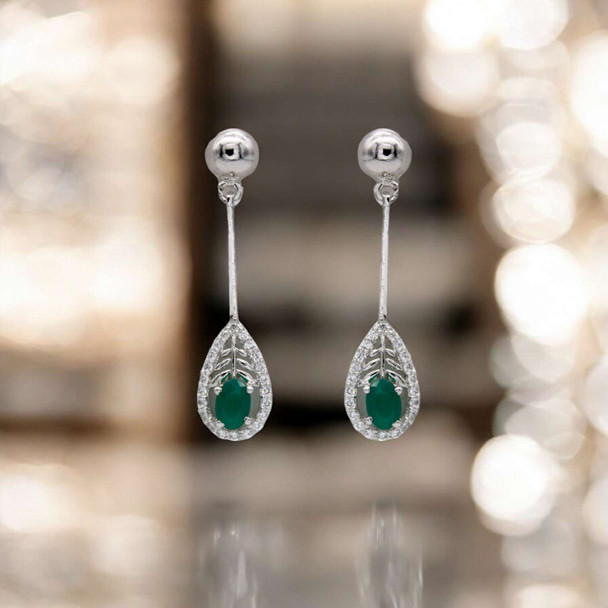 Sterling Silver Dangle Earrings - Ruby, Moonstone & Onyx Sterling Silver Dangle Earrings - Ruby, Moonstone & Onyx