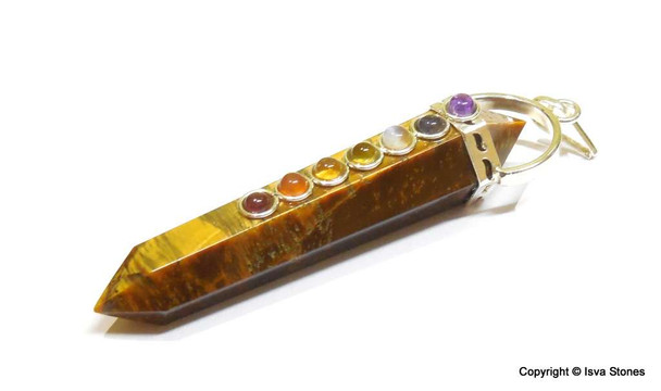 Tiger Eye Chakra Pendant - Double pointed