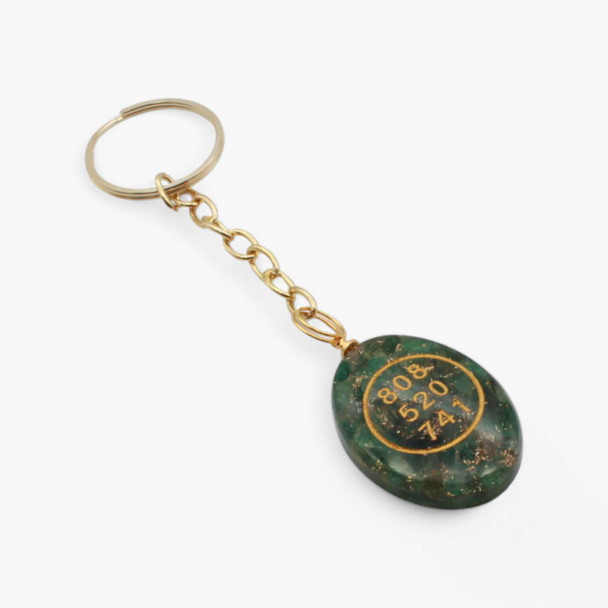Green Aventurine Orgonite Angelic Number Oval Keychain