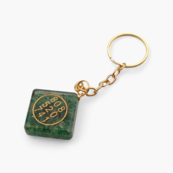 Green Aventurine Orgonite Angelic Number Square Keychain