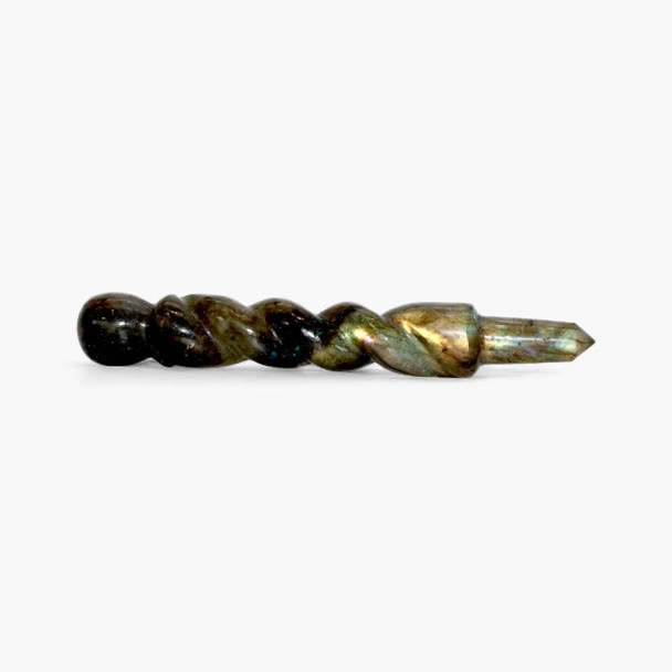 Labradorite twisted massage crystal wand - 5 inch