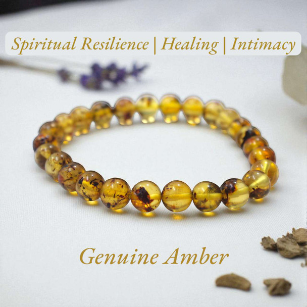 Genuine Amber Energy Bracelet - 6 mm