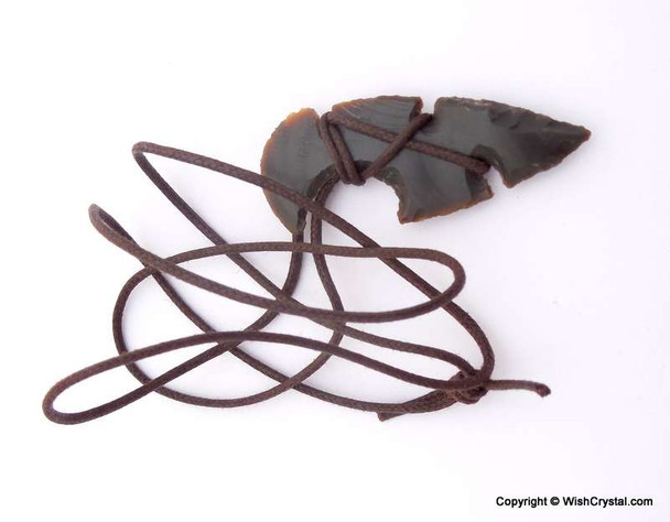 Native American tool shaped Agate Leather Wrap Pendant