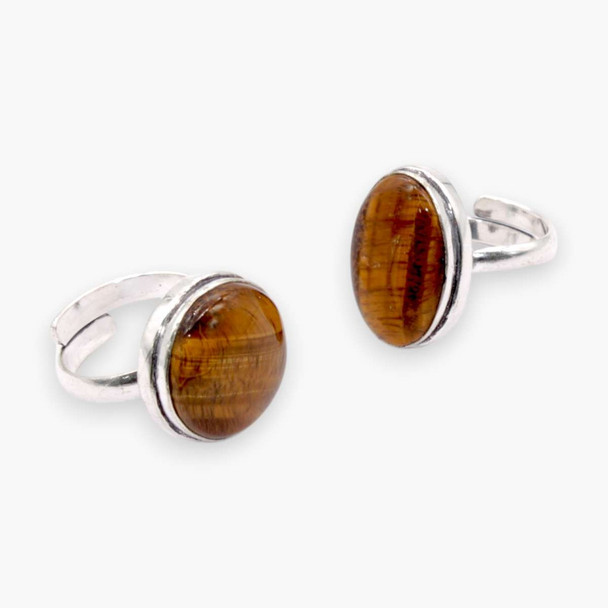 Tiger Eye Cabochon Ring - Adjustable size
