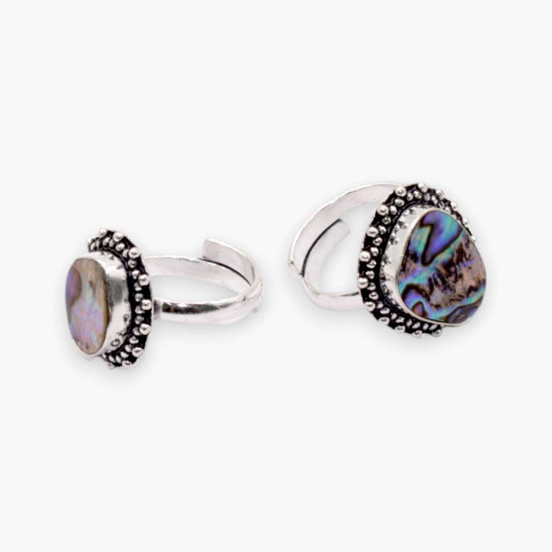 Abolone Shell Cabochon Ring - Adjustable size