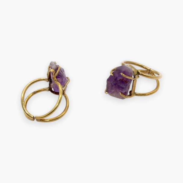 Raw Amethyst Ring - Adjustable size