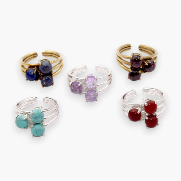 Bag of 5 Multi stone adjustable rings