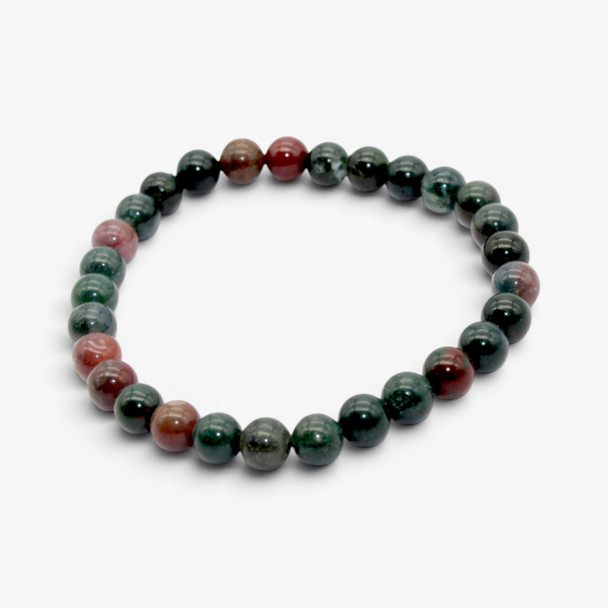 Blood Stone Beads Bracelet - 6 mm