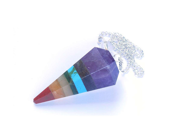 Chakra Stone Bonded 6 Facet Pendulum