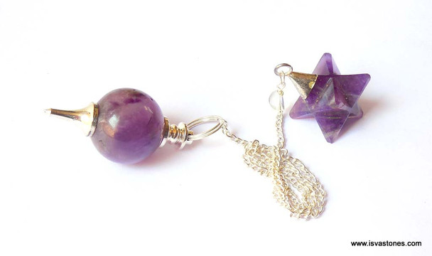Amethyst Ball Pendulum with Merkaba Star