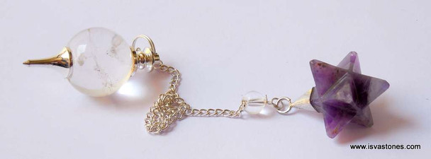 Crystal Ball Pendulum with Merkaba Star