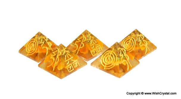 Yellow Aventurine Reiki Pyramid Engraved with Reiki Sign