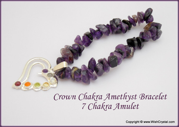 Amethyst Chakra Bracelet Charm Amulet Heart