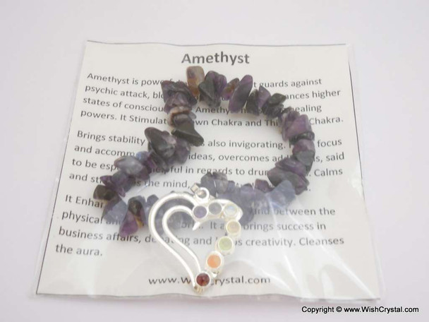 Amethyst Chakra Bracelet Charm Amulet Heart