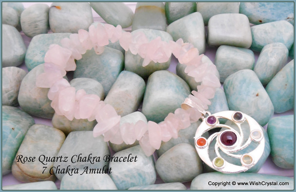 Rose Quartz Chakra Bracelet Charm Amulet Spiral