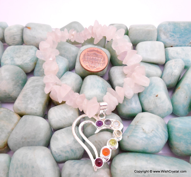 Rose Quartz Chakra Bracelet Charm Amulet Heart