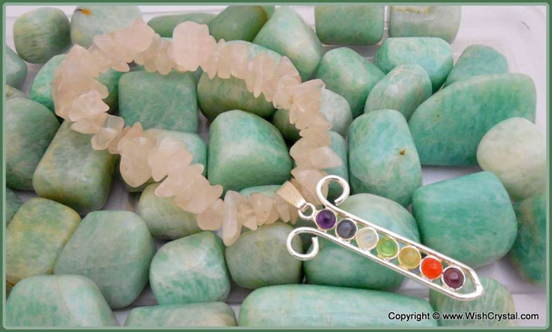 Rose Quartz Chakra Bracelet Charm Amulet Chakra Grid