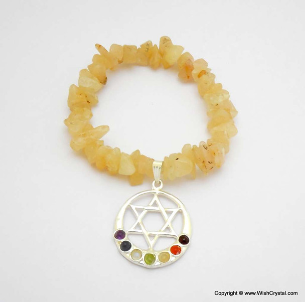 Yellow Aventurine Chakra Bracelet Charm Amulet Moon & Star