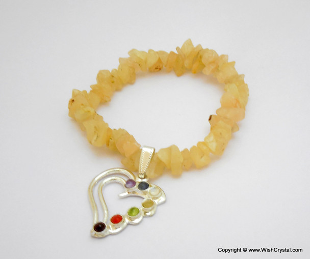Yellow Aventurine Chakra Bracelet Charm Amulet Heart