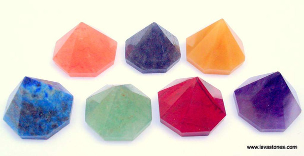 Chakra Pyramid Set of 7 Chakra Octagon Pyramid - 18 to 22 mm