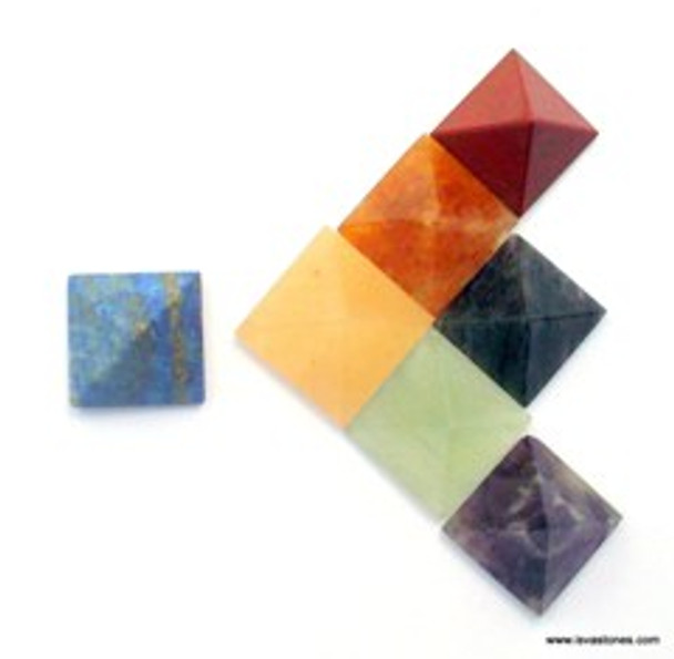 Chakra Pyramid Set of 7 Chakra Crystal Pyramid - 18 to 22 mm