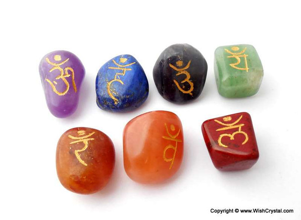 Reiki Chakra Stone Set Engraved with Reiki Signs - Tumble Set